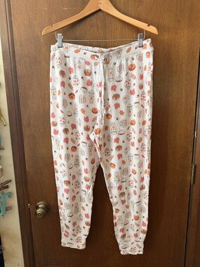 Cynthia Rowley Cream Lounge Pants with Orange Fall Print